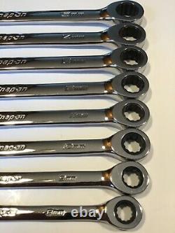 NEW Snap-on 8Pc 12Pt Metric Flank Drive Ratcheting Wrench Set8-15MMFREE SHIP