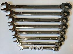 NEW Snap-on 8Pc 12Pt SAE Flank Drive Ratcheting Wrench Set1/4-3/4FREE SHIP