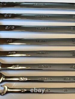 NEW Snap-on 8Pc 12Pt SAE Flank Drive Ratcheting Wrench Set1/4-3/4FREE SHIP