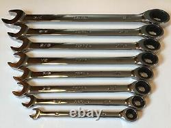 NEW Snap-on 8Pc 12Pt SAE Flank Drive Ratcheting Wrench Set1/4-3/4FREE SHIP