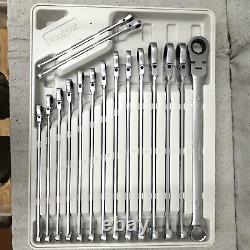 NIB Ratcheting Wrench Set Flex Head Set of 16 Metric 8mm 24mm Extra Long