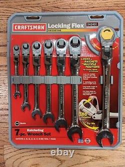 NOS Craftsman 42401 7 Pc Locking Flex Ratcheting Wrench Set NEW Metric Polished