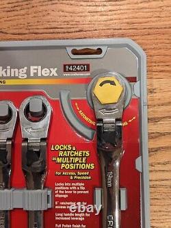 NOS Craftsman 42401 7 Pc Locking Flex Ratcheting Wrench Set NEW Metric Polished