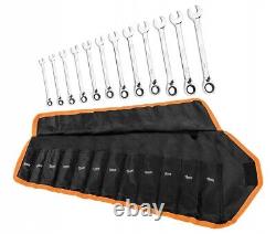 Neo Tools 12-Piece Ratcheting Combination Wrench Set 72 Teeth Cr-V Metric 8-19mm