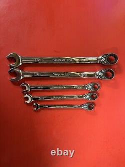 New 5 pc Snap-on 12-pt Flank drive Plus Ratchet Wrench Set SOXRR