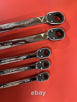 New 5 pc Snap-on 12-pt Flank drive Plus Ratchet Wrench Set SOXRR