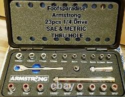 New Armstrong SAE & METRIC Eliminator 1/4Dr 23pcs Thru Hole Ratchet Socket Set