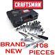 New Craftsman 108 Piece Mechanics Tool Set Alloy Steel Socket Wrench Ratchet