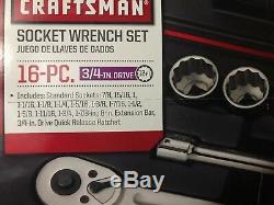 New Craftsman 16pc 12pt Standard 3/4 in. Drive Socket Wrench Set 946304