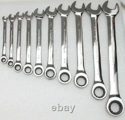 New! GearWrench 10 pc Full Polished Ratchet Wrench Set SAE Inch