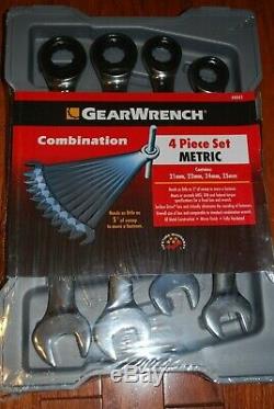 New GearWrench 4-PC Metric Large Size Ratcheting Combination Wrench Set # 44041