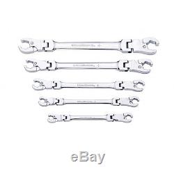 New GearWrench 5pc SAE Ratcheting Flex Flare Nut Wrench set 1/4 to 7/8 #89100