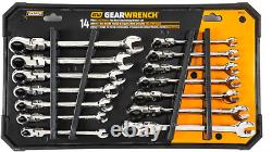New GearWrench 85141 Flex Head Ratcheting Wrench Set 14pc Metric MM Inch SAE 72T