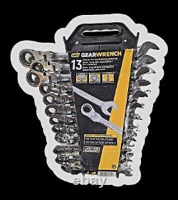 New Gearwrench 13 Piece 72-Tooth 12 Pt Flex Head Ratcheting Combo SAE Wrench Set