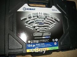 New Kobalt 0573343 154pc Set Sockets Ratchet Imca Racetrack Tools Wrench 1/4 3/8
