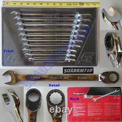 New Snap On 10 Pcs 12 Pts Metric Combination Reversible Ratchet Wrench SOXRRM710