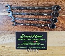 New Snap On 4 Pc Flank Plus METRIC 6-9MM Ratcheting Wrench Set SOXRM704A