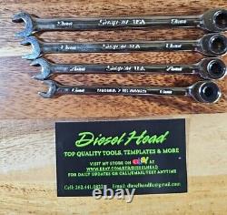 New Snap On 4 Pc Flank Plus METRIC 6-9MM Ratcheting Wrench Set SOXRM704A