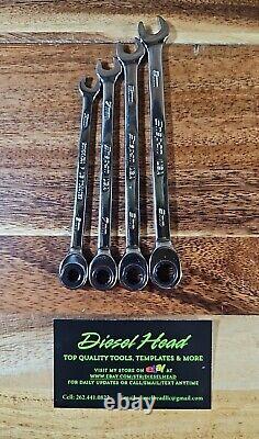 New Snap On 4 Pc Flank Plus METRIC 6-9MM Ratcheting Wrench Set SOXRM704A