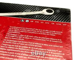 New Snap-onT 7pc SAE 0° Non-Reversing Ratcheting Combo Wrench Set SOXR707A