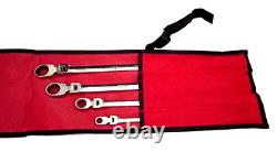 New Snap-onT XFR704 4-piece SAE 12-pt Double Flex Ratcheting Box Wrench Set