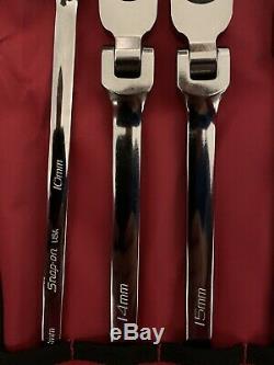 New Snap-on 5 pc 12-Point Metric Double Flex Ratcheting Box Wrench Set XFRM705