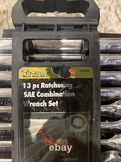 New Titan 13 pc Ratcheting SAE Combination Wrench Set 17354