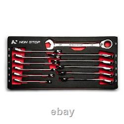 Non Stop Ultrafine Reversible Ratcheting Combination Wrench Set, 12-Piece Metric