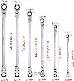 Orion Motor Tech 5pcs Cr V Combination Extra Long Box End Ratchet Wrench Set wit