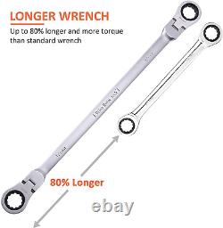 Orion Motor Tech 5pcs Cr V Combination Extra Long Box End Ratchet Wrench Set wit