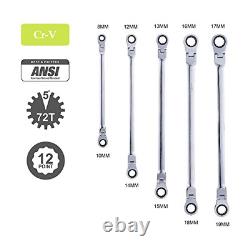 Orion Motor Tech 6-Piece Metric 8mm 19mm Extra Long Gear Ratcheting Wrench Set