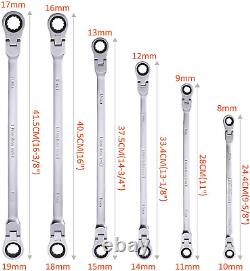 Orion Motor Tech 6-Piece Metric 8mm 19mm Extra Long Gear Ratcheting Wrench Set