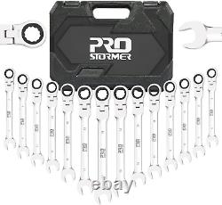 PROSTORMER 14-Piece Ratcheting Wrench Set, 6-19mm Chrome Vanadium Steel Ratchet