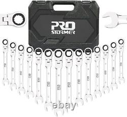 PROSTORMER 14-Piece Ratcheting Wrench Set, 6-19mm Chrome Vanadium Steel Ratchet