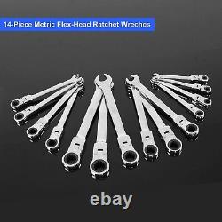 PROSTORMER 14-Piece Ratcheting Wrench Set, 6-19mm Chrome Vanadium Steel Ratchet