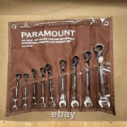 Paramount 9pc 9/32 3/4 Spline Chrome Reversible Ratcheting Combo Wrench Set