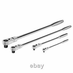 Powerbuilt 4 Piece Pro Tech 72 Tooth Long Reach Flex Head Ratchet Set 240238