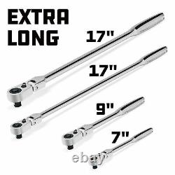 Powerbuilt 4 Piece Pro Tech 72 Tooth Long Reach Flex Head Ratchet Set 240238