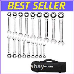 Premium Chrome Finish 18-Piece Metric Ratcheting Wrench Set Ideal Gift for Him