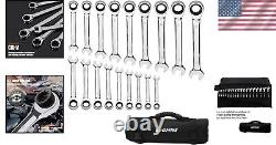 Premium Chrome Finish 18-Piece Metric Ratcheting Wrench Set Ideal Gift for Him