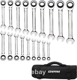Premium Chrome Finish 18-Piece Metric Ratcheting Wrench Set Ideal Gift for Him