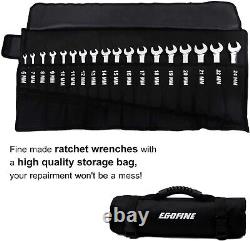 Premium Chrome Finish 18-Piece Metric Ratcheting Wrench Set Ideal Gift for Him