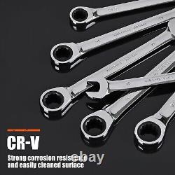 Premium Chrome Finish 18-Piece Metric Ratcheting Wrench Set Ideal Gift for Him