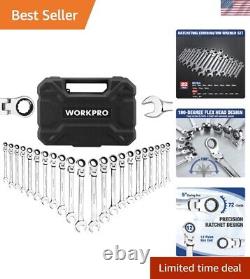 Professional Chrome Vanadium 22-Piece Ratcheting Wrench Set with Organizer Box
