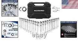 Professional Chrome Vanadium 22-Piece Ratcheting Wrench Set with Organizer Box