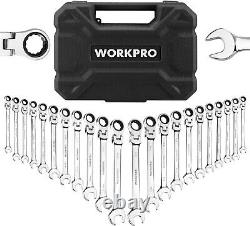 Professional Chrome Vanadium 22-Piece Ratcheting Wrench Set with Organizer Box