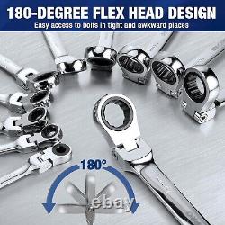 Professional Chrome Vanadium 22-Piece Ratcheting Wrench Set with Organizer Box