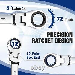Professional Chrome Vanadium 22-Piece Ratcheting Wrench Set with Organizer Box