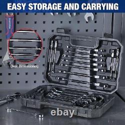 Professional Chrome Vanadium 22-Piece Ratcheting Wrench Set with Organizer Box