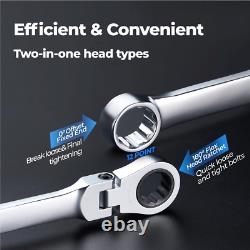 Professional Extra Long Ratcheting Wrench Set, 16PCS Metric with Tray